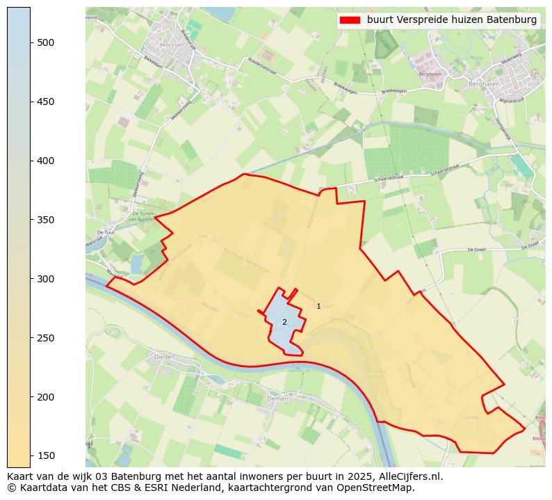 Afbeelding van de buurt Verspreide huizen Batenburg op de kaart.