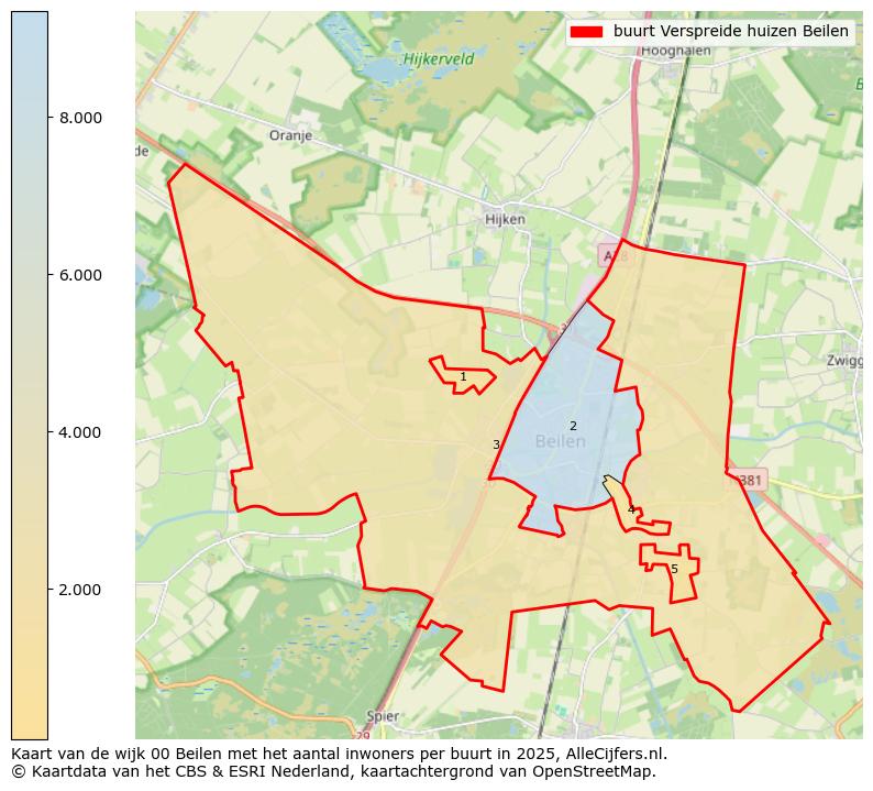 Afbeelding van de buurt Verspreide huizen Beilen op de kaart.