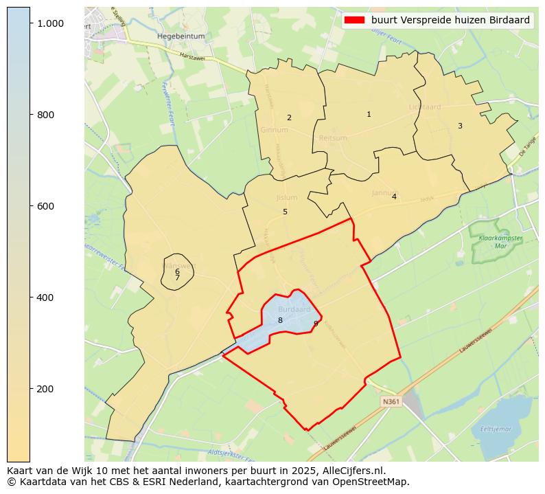 Afbeelding van de buurt Verspreide huizen Birdaard op de kaart.