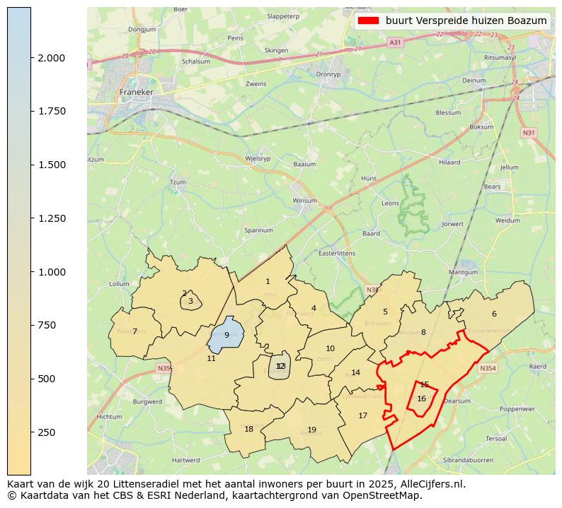 Afbeelding van de buurt Verspreide huizen Boazum op de kaart.
