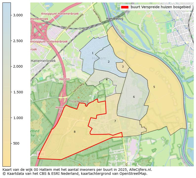 Afbeelding van de buurt Verspreide huizen bosgebied op de kaart.