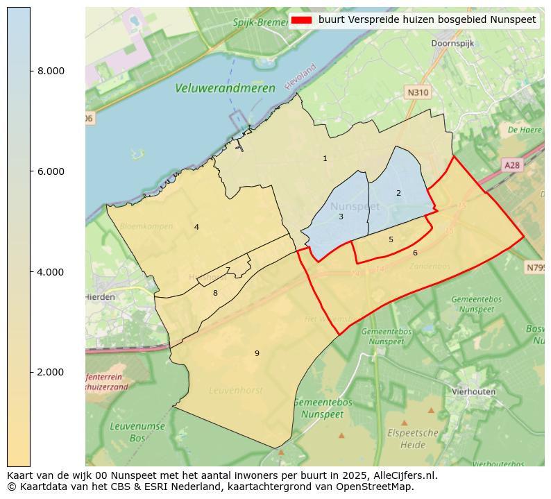 Afbeelding van de buurt Verspreide huizen bosgebied Nunspeet op de kaart.