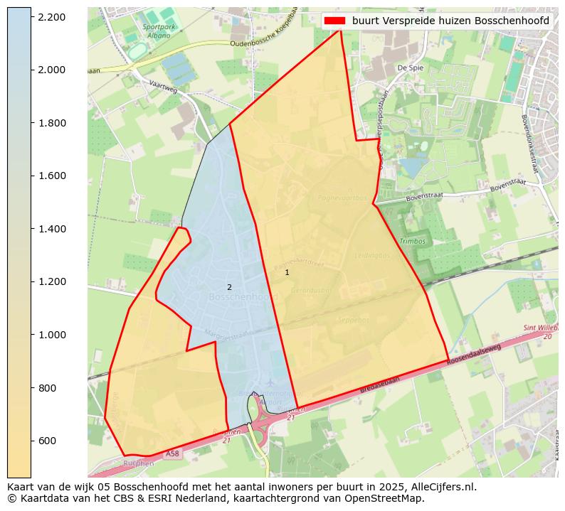 Afbeelding van de buurt Verspreide huizen Bosschenhoofd op de kaart.