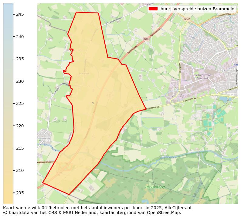 Afbeelding van de buurt Verspreide huizen Brammelo op de kaart.