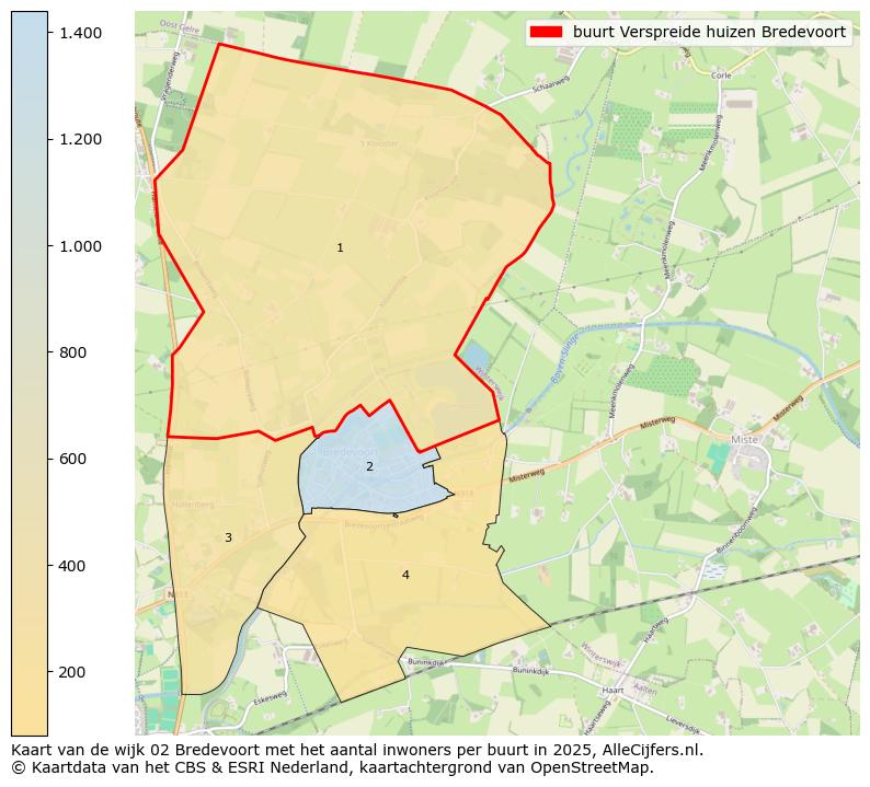 Afbeelding van de buurt Verspreide huizen Bredevoort op de kaart.