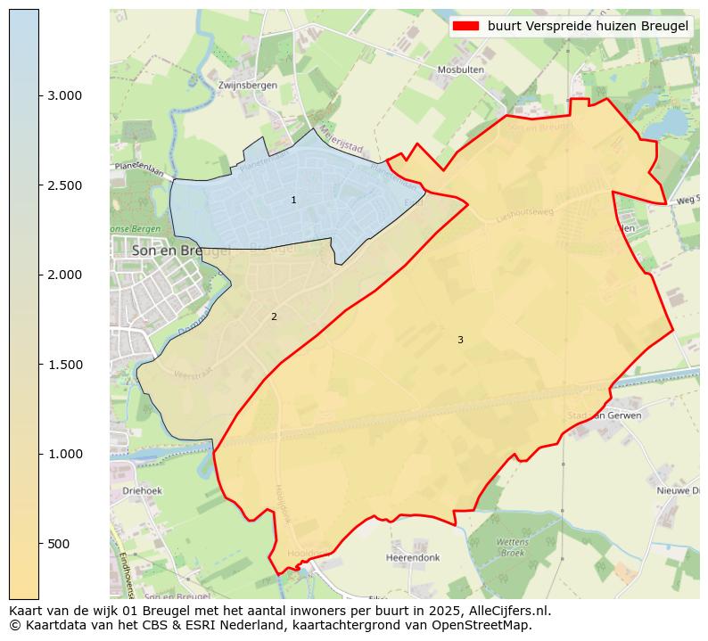 Afbeelding van de buurt Verspreide huizen Breugel op de kaart.