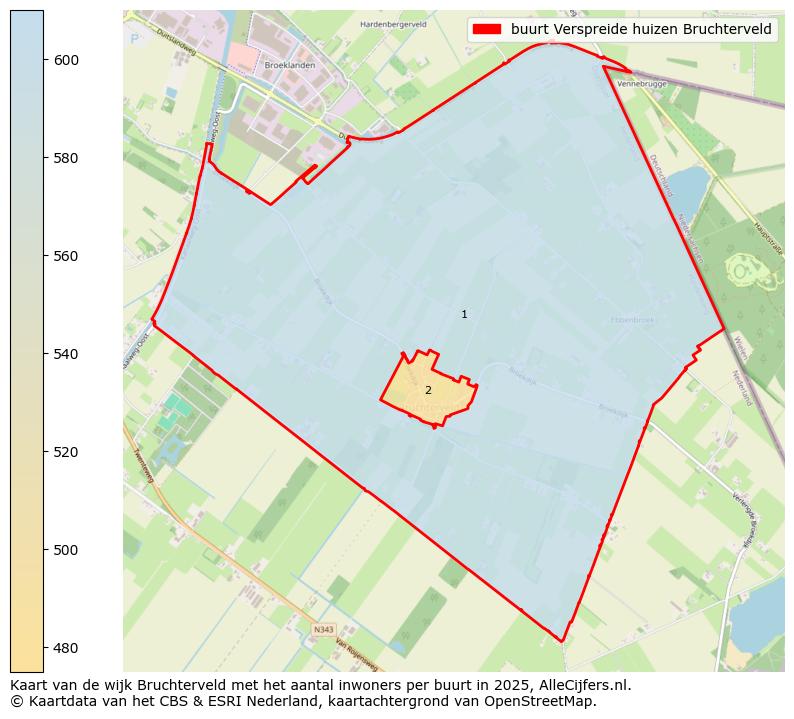 Afbeelding van de buurt Verspreide huizen Bruchterveld op de kaart.