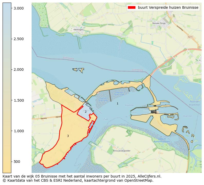 Afbeelding van de buurt Verspreide huizen Bruinisse op de kaart.