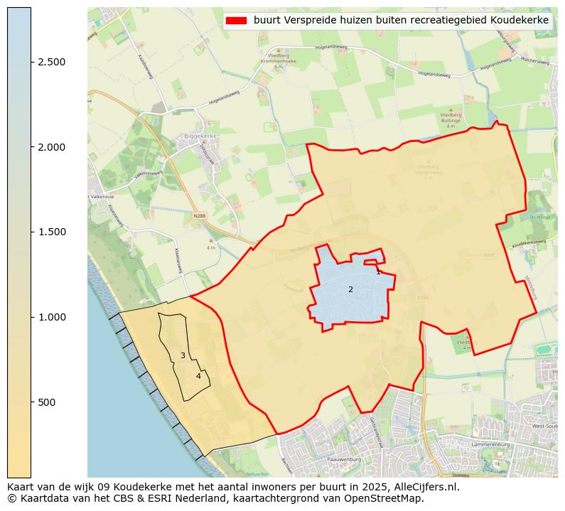 Afbeelding van de buurt Verspreide huizen buiten recreatiegebied Koudekerke op de kaart.