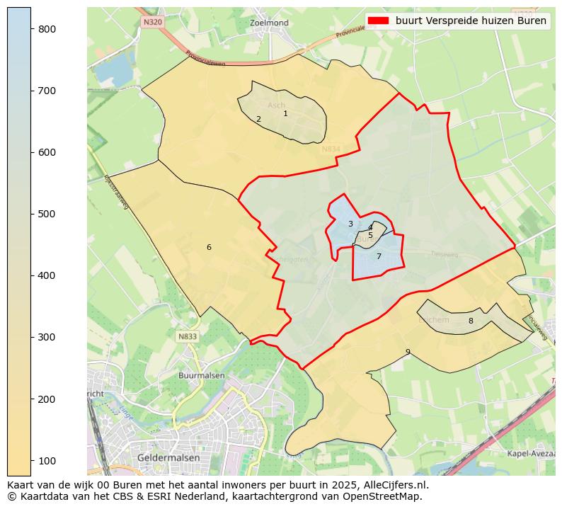 Afbeelding van de buurt Verspreide huizen Buren op de kaart.