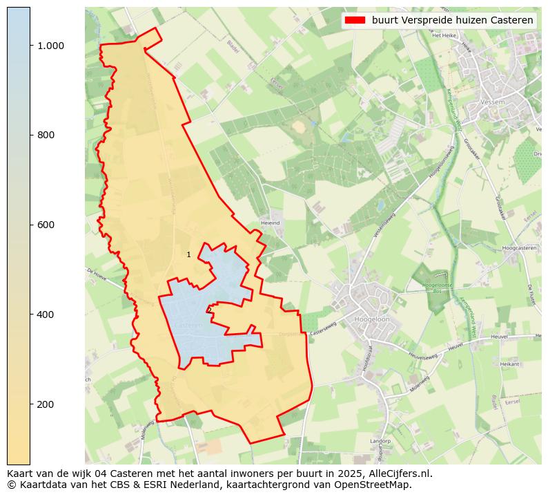 Afbeelding van de buurt Verspreide huizen Casteren op de kaart.