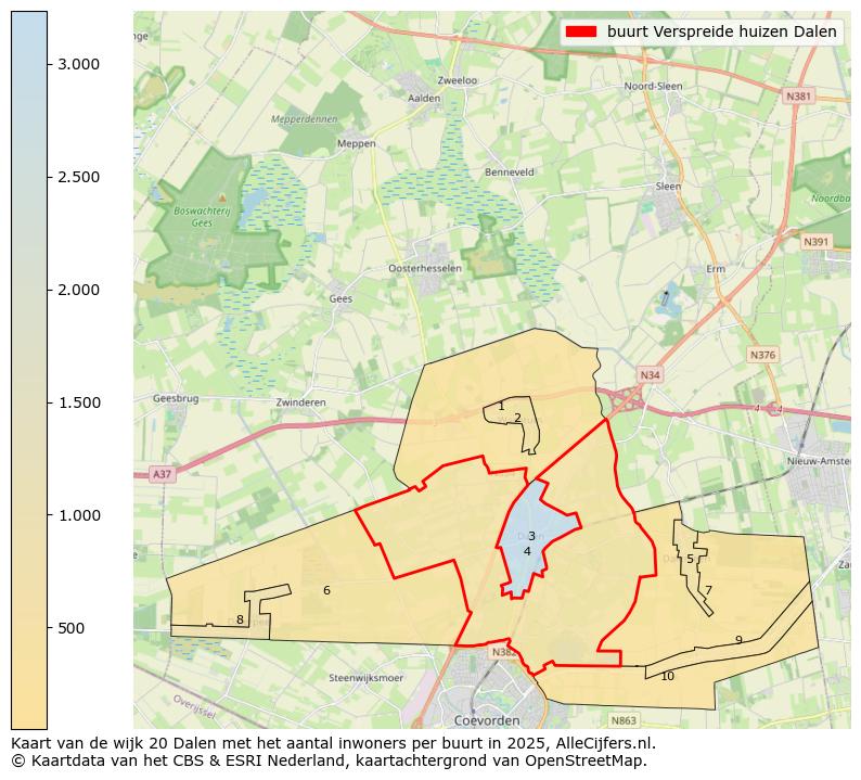 Afbeelding van de buurt Verspreide huizen Dalen op de kaart.