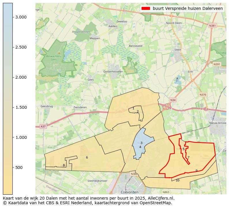 Afbeelding van de buurt Verspreide huizen Dalerveen op de kaart.