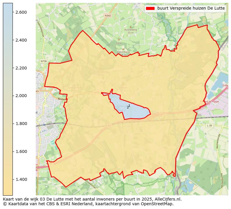 Afbeelding van de buurt Verspreide huizen De Lutte op de kaart.