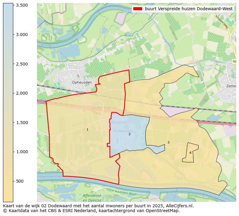 Afbeelding van de buurt Verspreide huizen Dodewaard-West op de kaart.