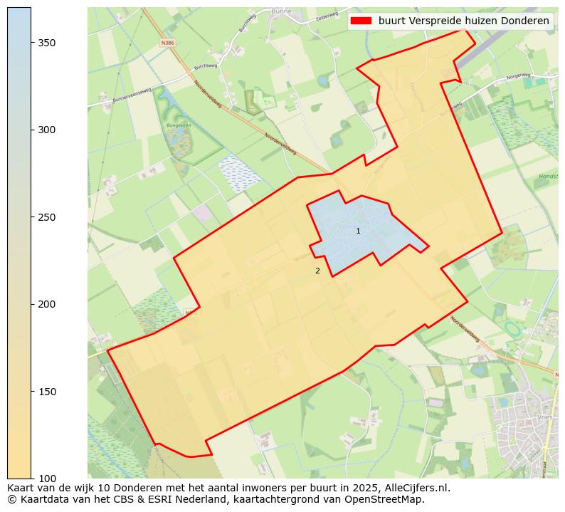 Afbeelding van de buurt Verspreide huizen Donderen op de kaart.