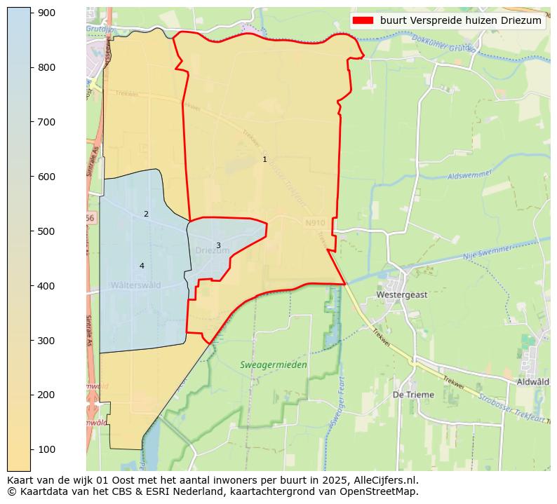 Afbeelding van de buurt Verspreide huizen Driezum op de kaart.