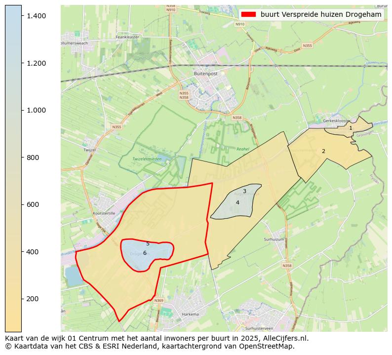 Afbeelding van de buurt Verspreide huizen Drogeham op de kaart.