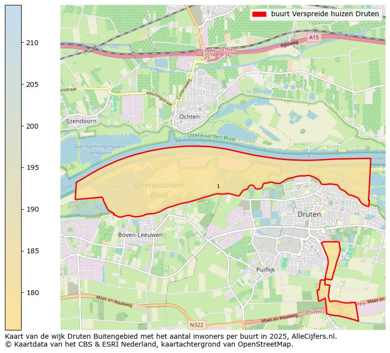 Afbeelding van de buurt Verspreide huizen Druten op de kaart.