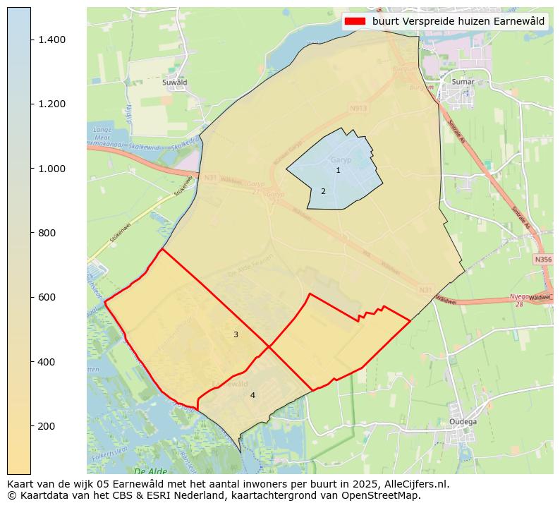 Afbeelding van de buurt Verspreide huizen Earnewâld op de kaart.