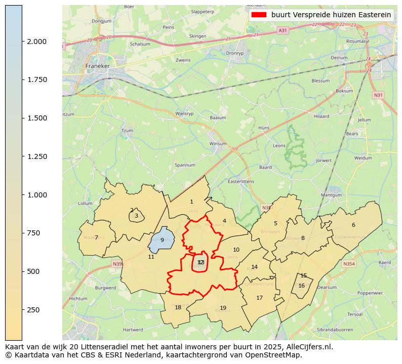 Afbeelding van de buurt Verspreide huizen Easterein op de kaart.