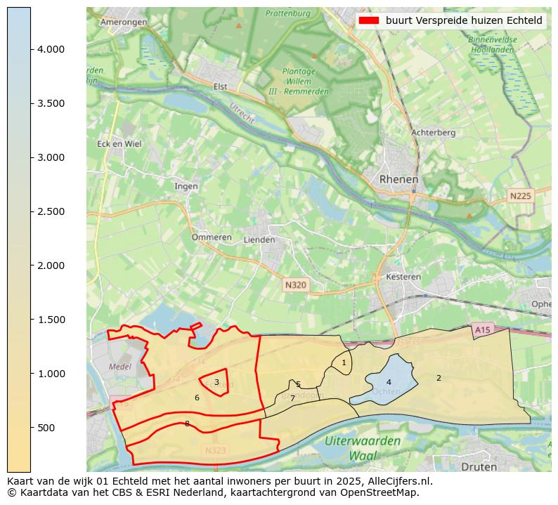 Afbeelding van de buurt Verspreide huizen Echteld op de kaart.
