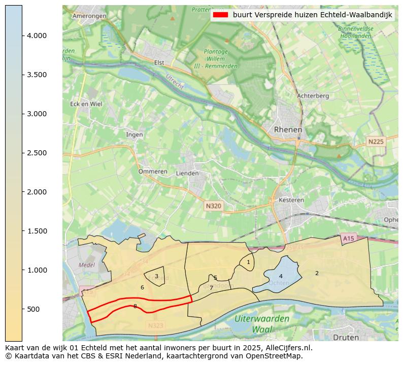 Afbeelding van de buurt Verspreide huizen Echteld-Waalbandijk op de kaart.