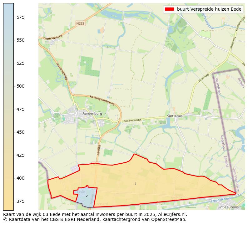 Afbeelding van de buurt Verspreide huizen Eede op de kaart.