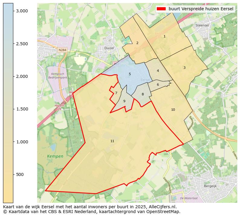 Afbeelding van de buurt Verspreide huizen Eersel op de kaart.