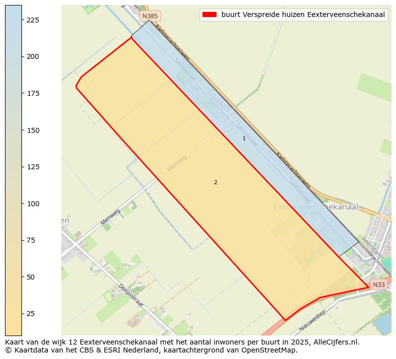 Afbeelding van de buurt Verspreide huizen Eexterveenschekanaal op de kaart.