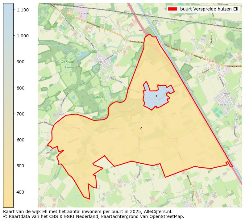 Afbeelding van de buurt Verspreide huizen Ell op de kaart.