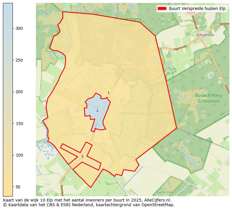 Afbeelding van de buurt Verspreide huizen Elp op de kaart.