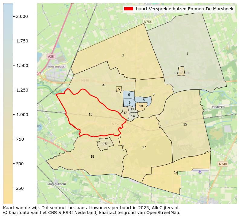 Afbeelding van de buurt Verspreide huizen Emmen-De Marshoek op de kaart.