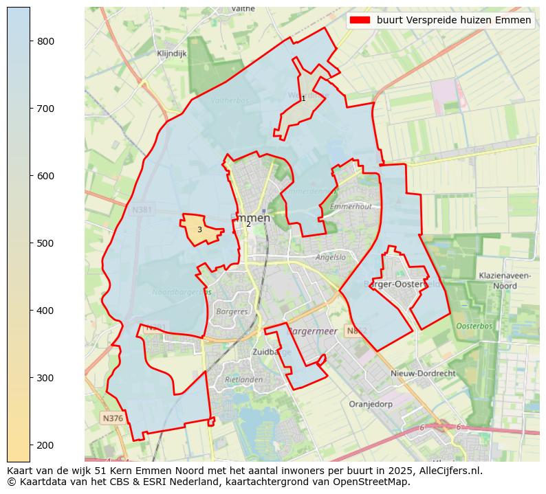 Afbeelding van de buurt Verspreide huizen Emmen op de kaart.