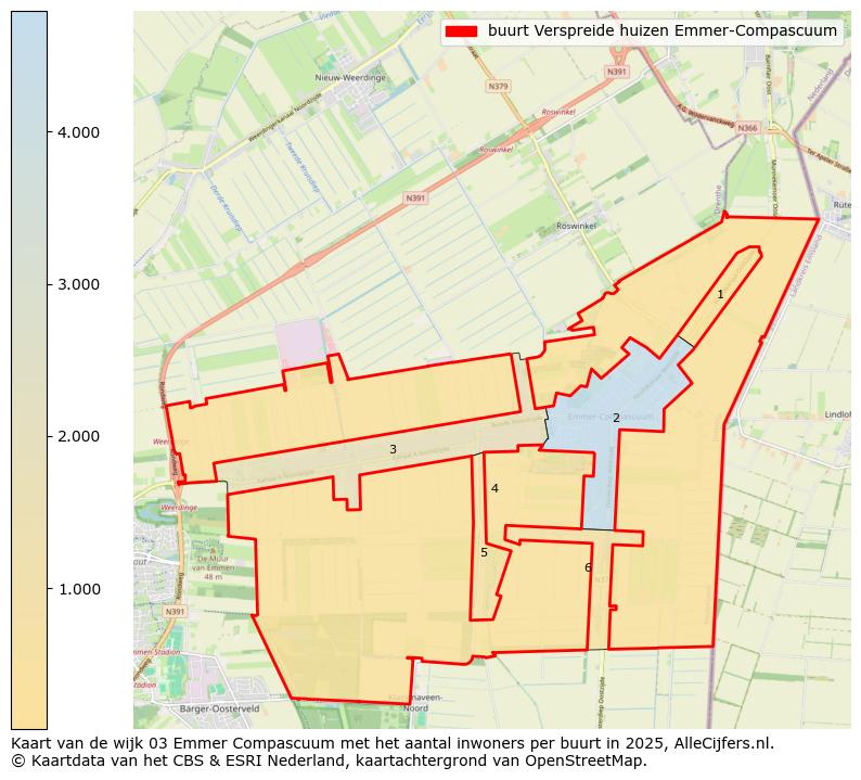 Afbeelding van de buurt Verspreide huizen Emmer-Compascuum op de kaart.