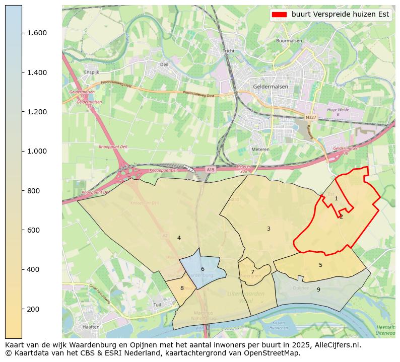 Afbeelding van de buurt Verspreide huizen Est op de kaart.