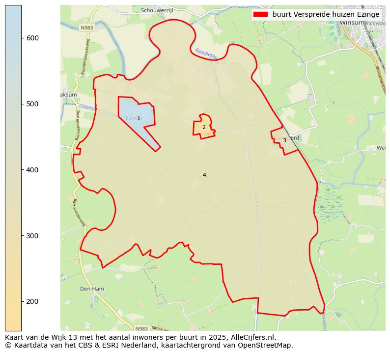 Afbeelding van de buurt Verspreide huizen Ezinge op de kaart.
