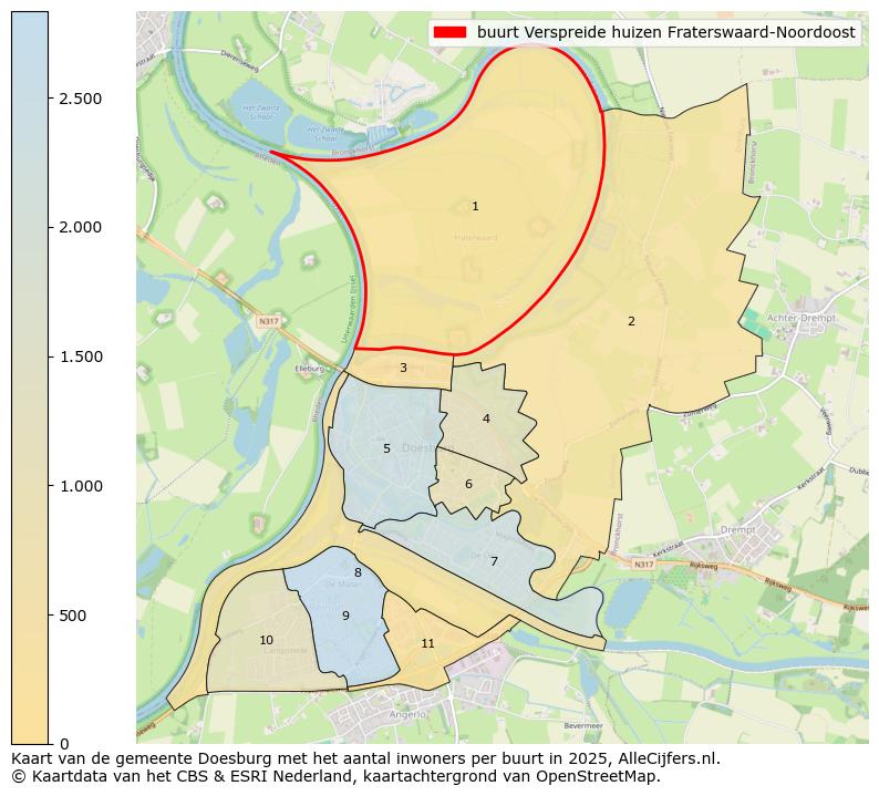Afbeelding van de buurt Verspreide huizen Fraterswaard-Noordoost op de kaart.