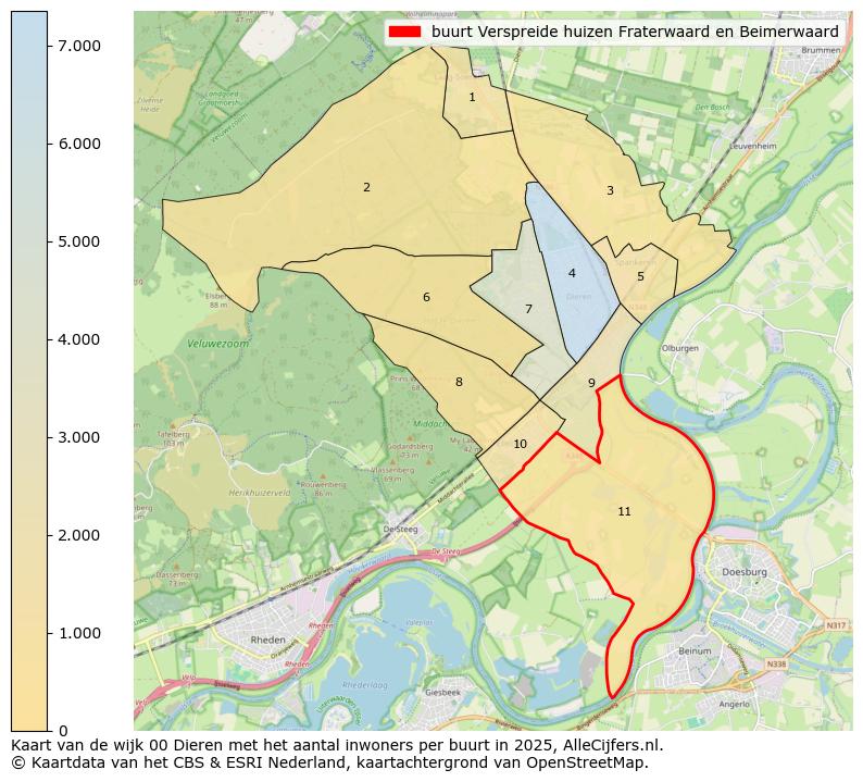 Afbeelding van de buurt Verspreide huizen Fraterwaard en Beimerwaard op de kaart.