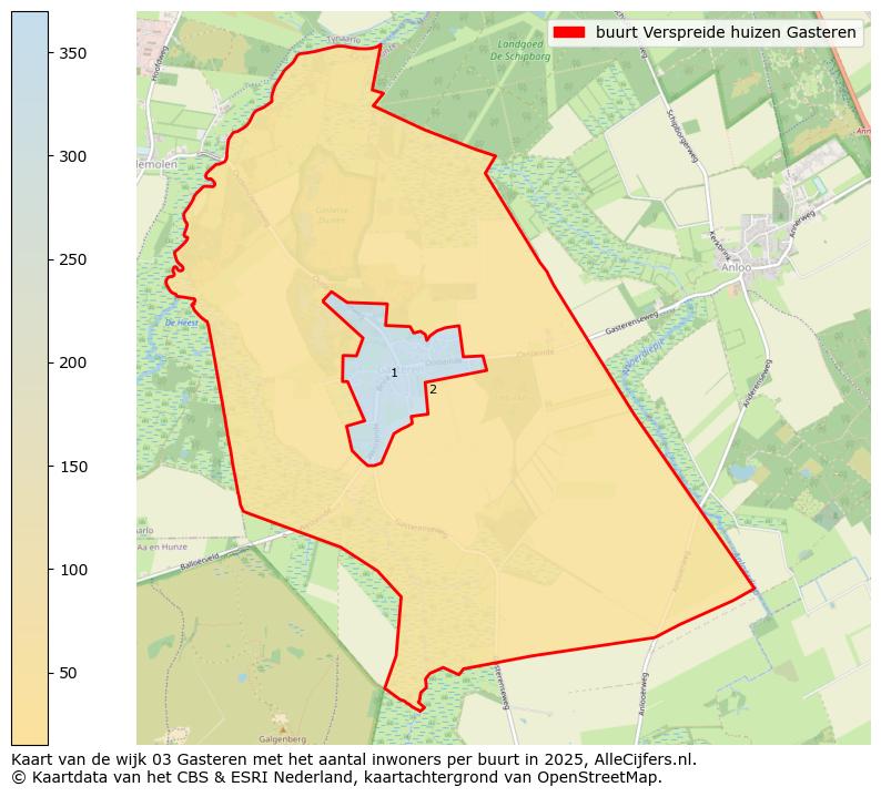 Afbeelding van de buurt Verspreide huizen Gasteren op de kaart.