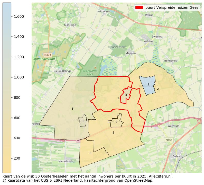 Afbeelding van de buurt Verspreide huizen Gees op de kaart.