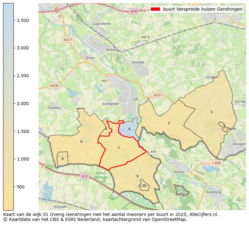 Afbeelding van de buurt Verspreide huizen Gendringen op de kaart.