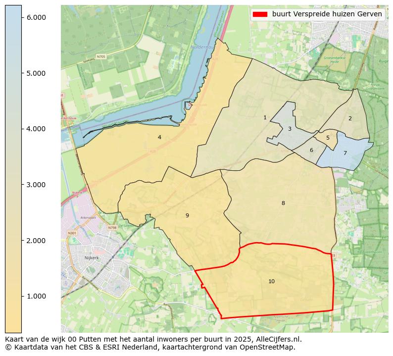 Afbeelding van de buurt Verspreide huizen Gerven op de kaart.