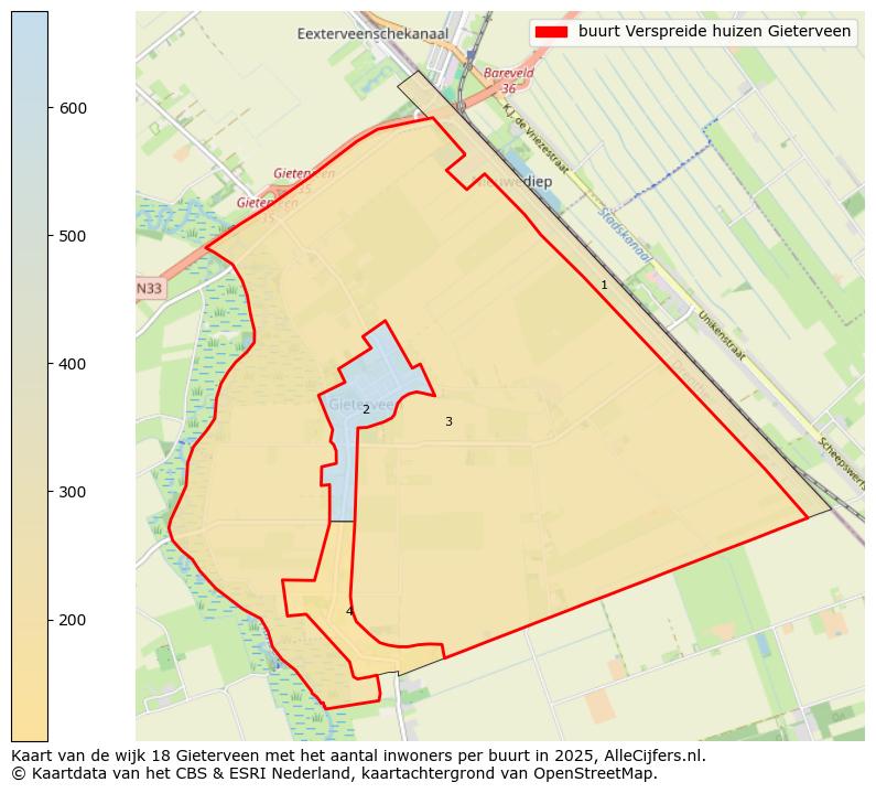 Afbeelding van de buurt Verspreide huizen Gieterveen op de kaart.