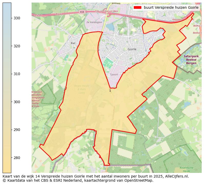 Afbeelding van de buurt Verspreide huizen Goirle op de kaart.