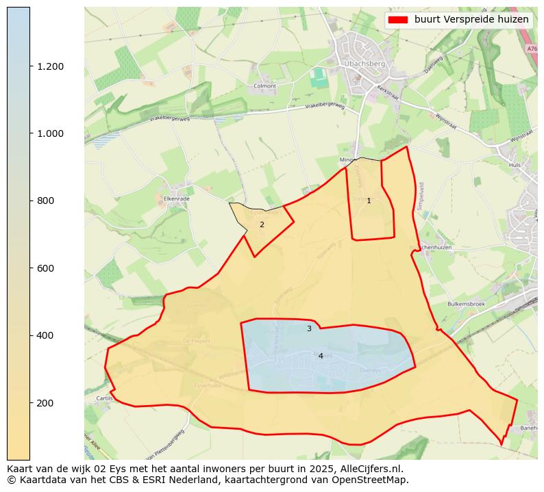Afbeelding van de buurt Verspreide huizen op de kaart.