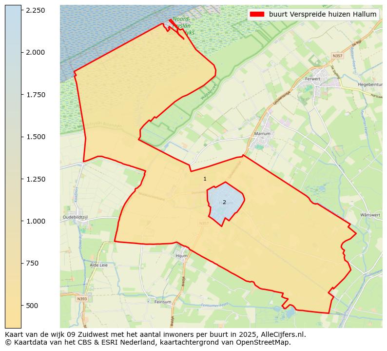 Afbeelding van de buurt Verspreide huizen Hallum op de kaart.