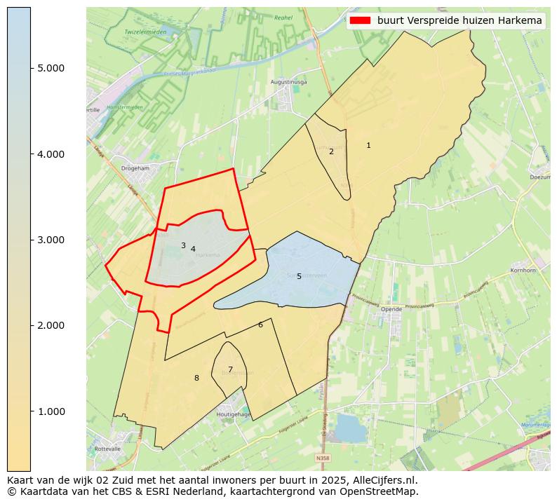 Afbeelding van de buurt Verspreide huizen Harkema op de kaart.
