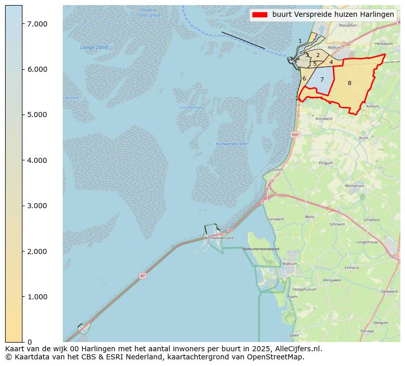 Afbeelding van de buurt Verspreide huizen Harlingen op de kaart.
