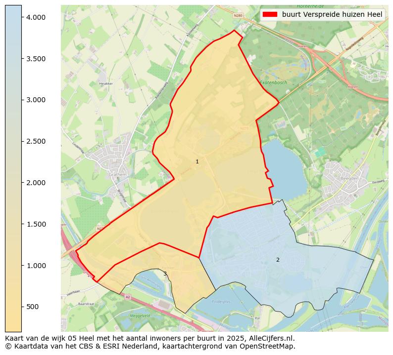 Afbeelding van de buurt Verspreide huizen Heel op de kaart.